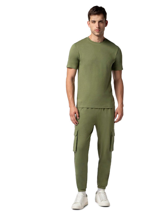 FYLTR Mens Crewneck T-shirt & Cargo Jogger Co-ord Set - 100% Cotton | Half Sleeve T-shirt| Jogger with Side & Cargo Pockets