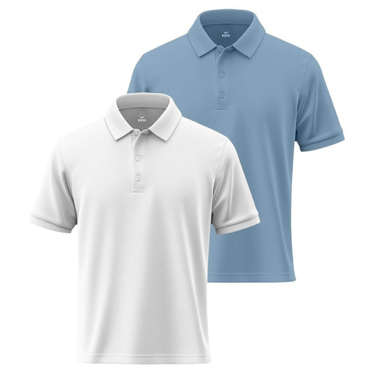 Nobero MenS Solid Regular Fit Polo Shirt (1M-Twpo-R0002-Bl_White / Powder Blue