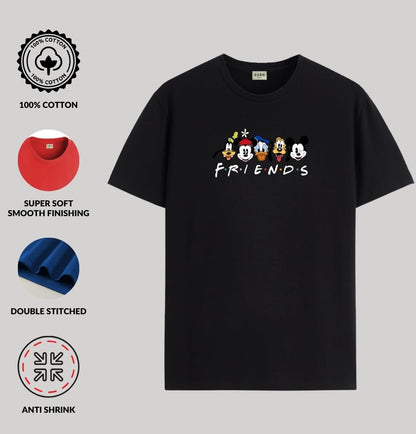 ADRO T Shirts for Boys & Girls | Friends Printed T-Shirt | Ages 3-14 | 100% Cotton Round Neck Tshirt for Boys |KRN-L2-FRIEND-BL-