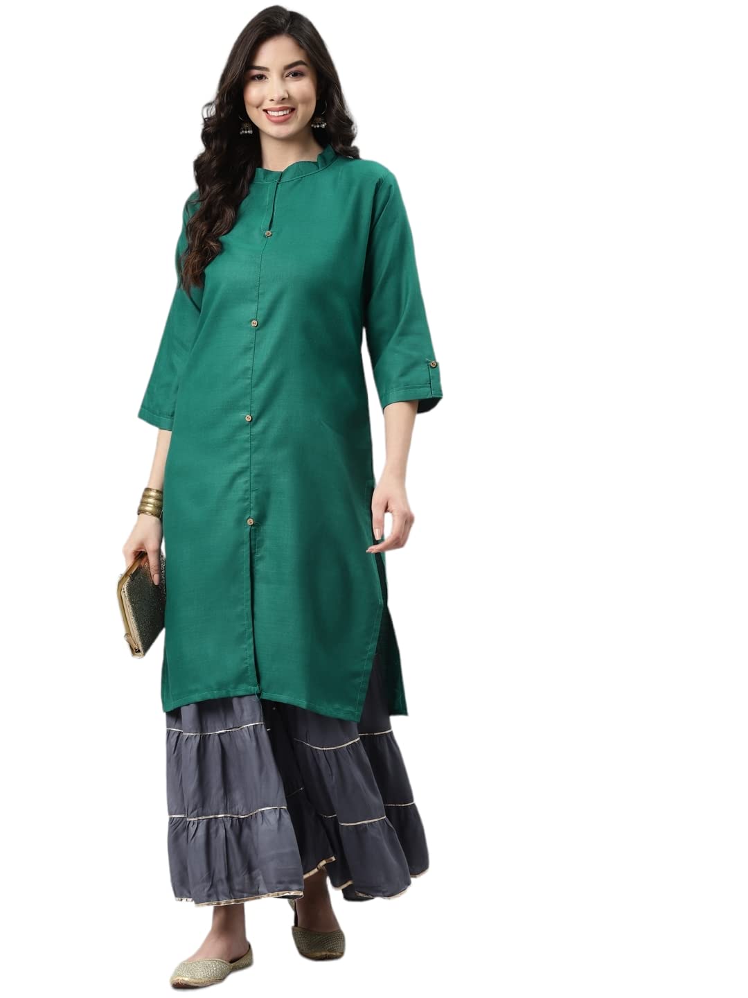 Aarika WomenS Cotton Regular Tunic Shirt (Kurti-Re-5407_Rama_M)
