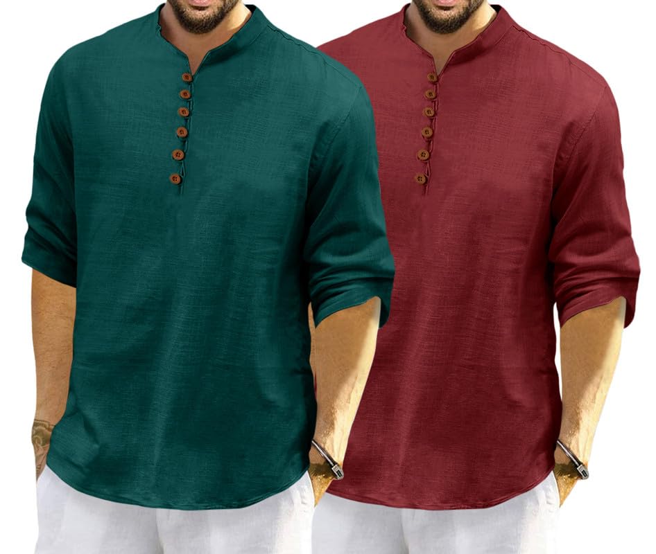 Royalscout MenS Cotton Polyester Blend Solid Regular Fit Full Sleeve Short Kurta | Ethnic, Lightweight Summer Kurta For Daily &