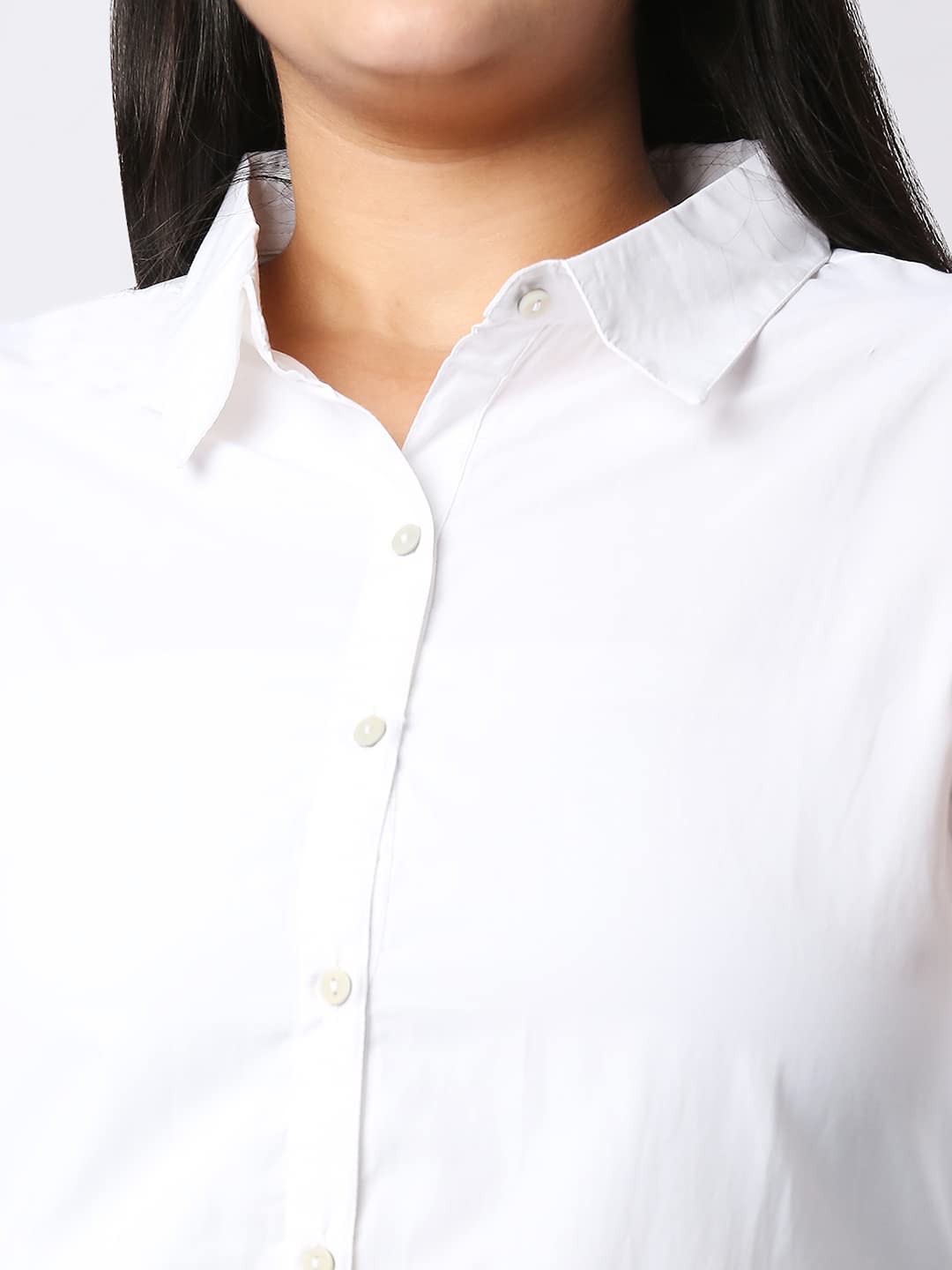 Style Quotient Women White Solid Poly Cotton Regular Formal Shirt