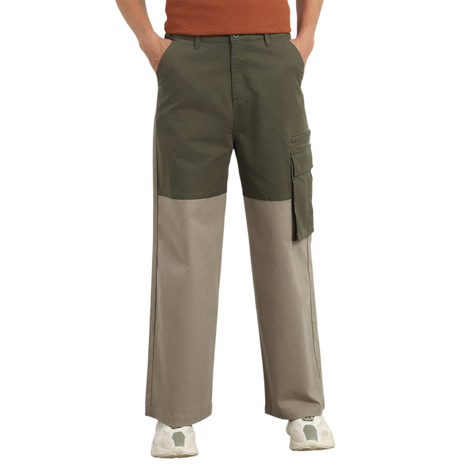 Nobero MenS Relaxed Pants (1M-Bwcp-R0003_Olive Green