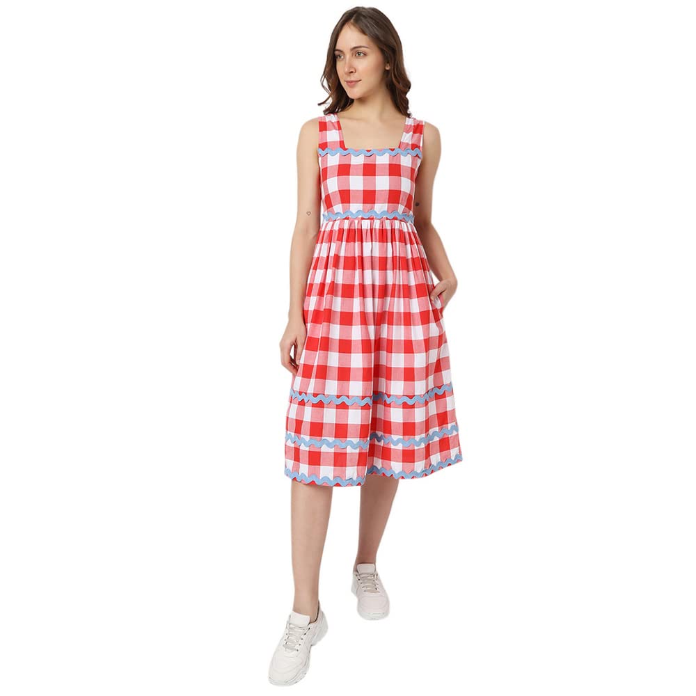 Vero Moda Fit & Flared Dress (224489501_Crimson_Xs)