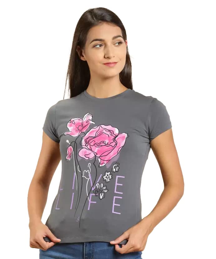 Lyra Pure Cotton Round Neck Printed T-Shirt For Women
