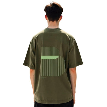 Nobero Men Cotton Graphic Print Oversized Fit T-Shirt (1M-Twrt-C0910-Og_Olive Green