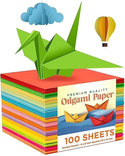 Eclet Neon Origami Paper 15 cm X 15 cm Pack of 100 Sheets (10 sheet x 10 color) Fluorescent Color Both Side Coloured For Origami