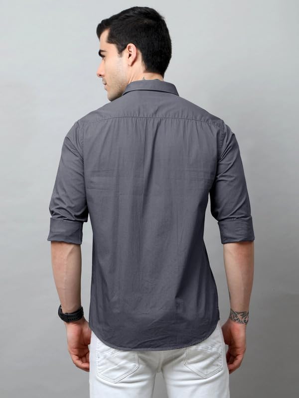 Tee Projekt Mens Solid Regular Fit Shirt (Tee Pin4_Grey-White