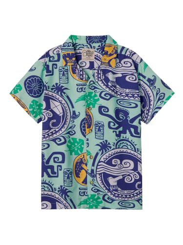 The Souled Store Disney: Maui The Strongest Boys Short Sleeves Collared Neck Button Front Blue All Over Printed Cotton Shirts