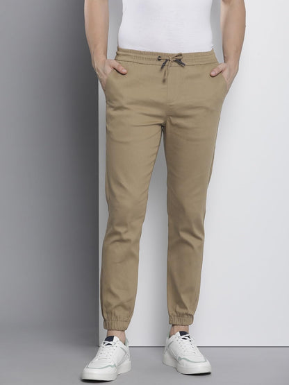 The Indian Garage Co Men Slim Fit Solid Mid-Rise Stretchable Chino Joggers