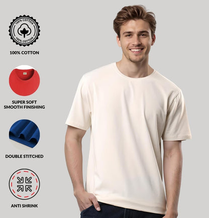 ADRO Mens T Shirts | Solid Tshirts for Men | Pure Cotton Lycra Fabric | 4 Way Stretch Smart tech Tshirt | Pack of 2 Round Neck T