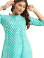 Varanga Women's Cotton Straight Kurta Set (KR_VKUR11251053_Turquoise Blue