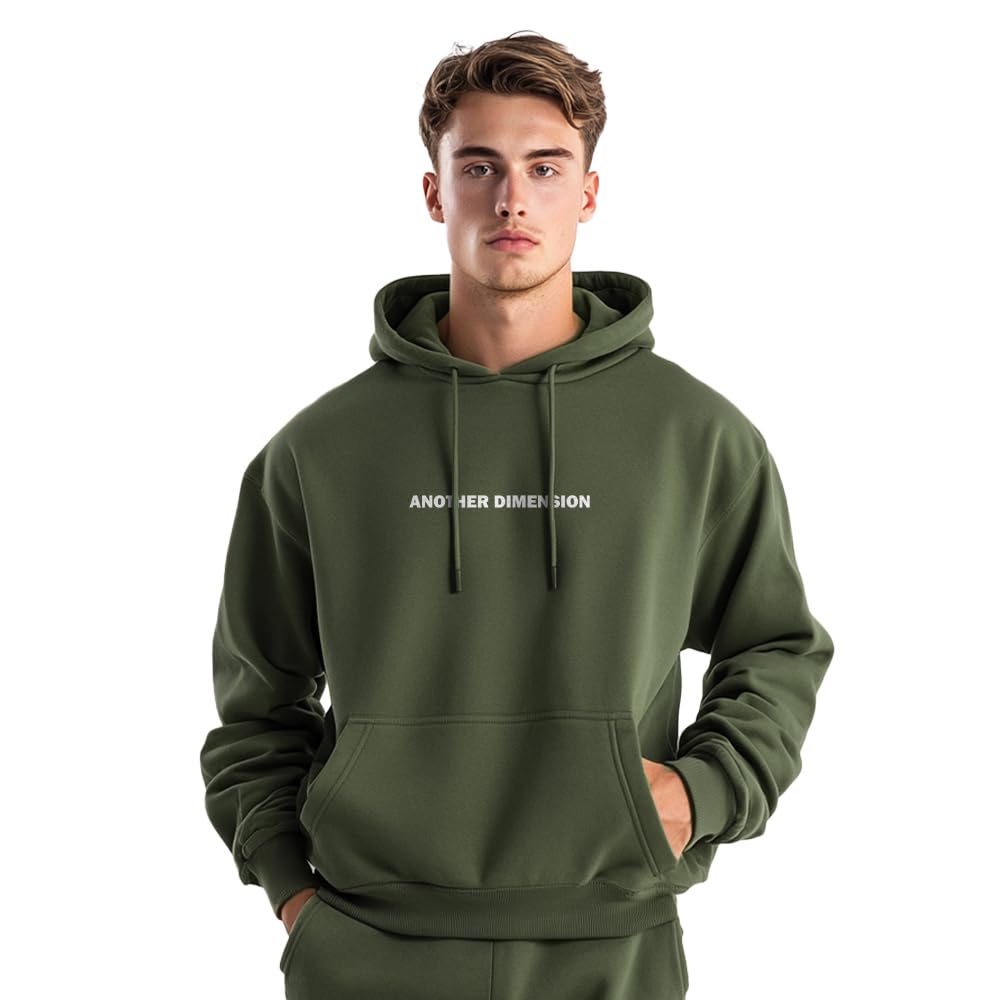 Nobero MenS Oversized Fit Cotton Neck Hooded Sweatshirt (1M-Twrh-C0737_Olive Green_3Xl)