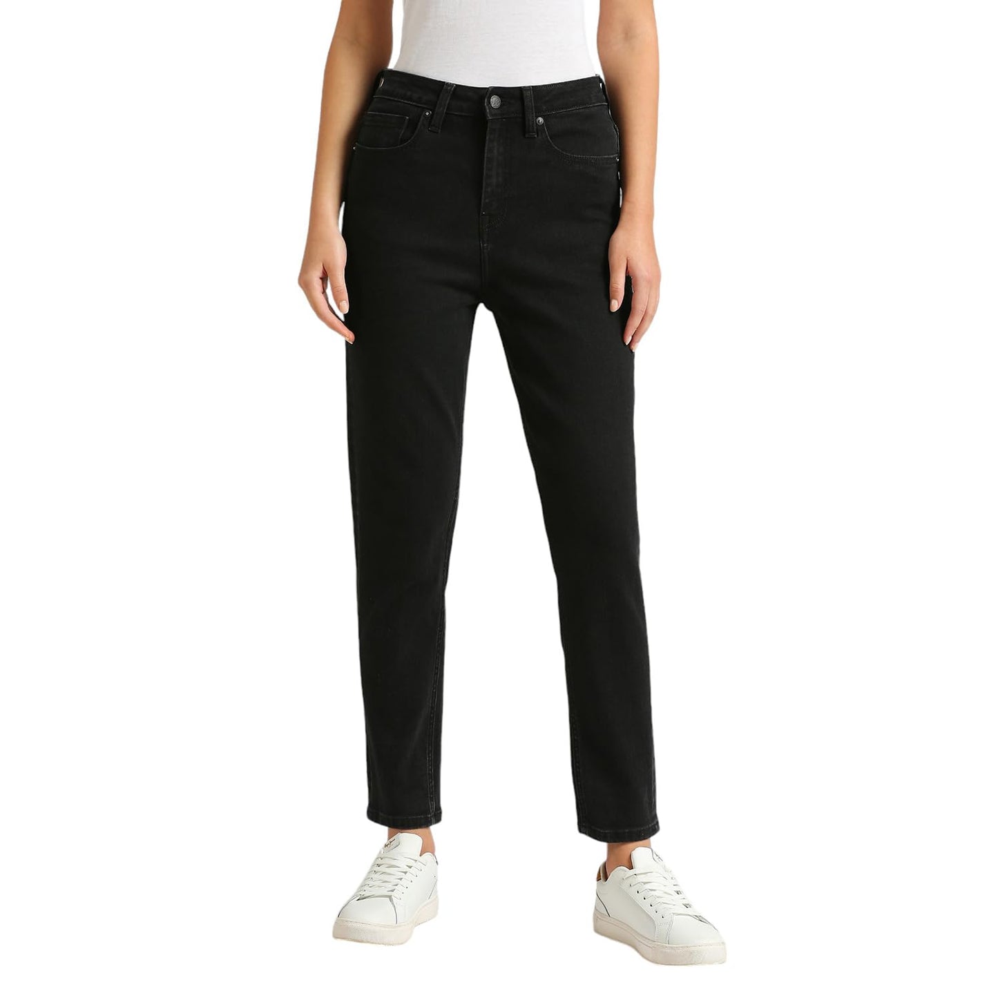 Mom Relaxed Fit Highwaist Tapered Leg Jeans Black