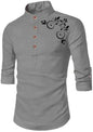 Deemoon MenS Full Sleeve Short Kurta Shirt With A Trendy Mandarin Collar Crafted From A Premium Cotton Blend For Comfort Ideal