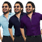 Pinkmint Shirt for Men ll Cotton Blend Casual Shirt ll Long Sleeve Formal Mens Shirt ll Regular Fir Shirt (Pack of 3)