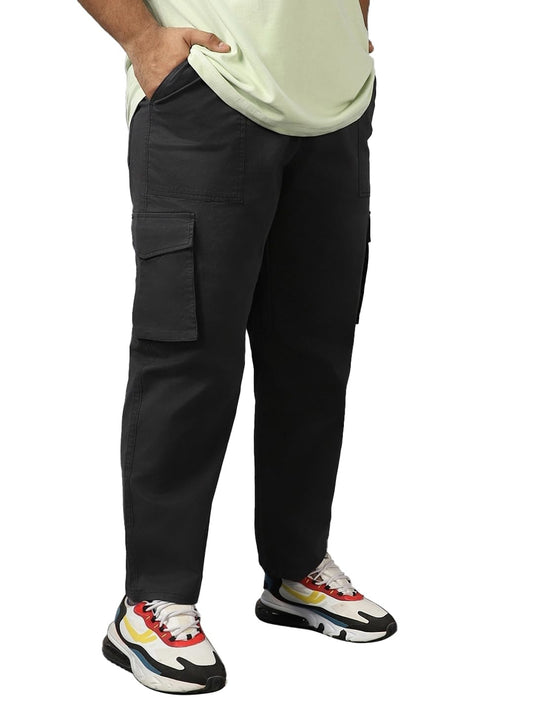 Bewakoof Mens Solid Oversized Fit Plus Size Trousers_609841_Grey_44