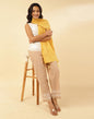 Fabindia Yellow Cotton Embroidery Stole (1.8m x 56cm) (Free Size)