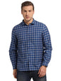 Turtle Men Cotton Linen Slim Fit Blue Check Full Sleeve Casual Shirt