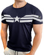 Noble Monk MenS Round Neck Printed Regular Fit Half Sleeve T-Shirt Navy Blue