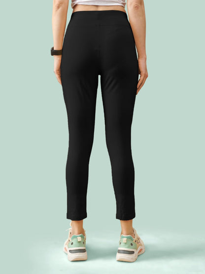 Lyra Premium Cotton Lycra High Waist Ankle Leggings For Women