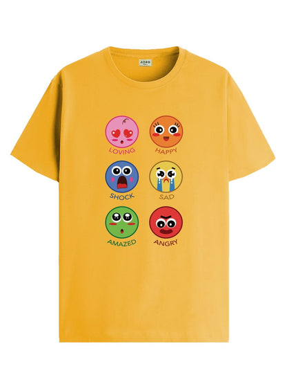 ADRO T Shirts for Boys & Girls || Emotions of Smiley Printed T-Shirt || Ages 3-14 || 100% Cotton Round Neck Tshirt for Boys & Gi