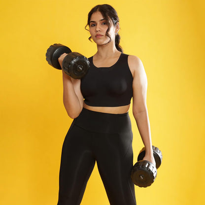 BlissClub Power Up Sports Bra | 3X More Bounce Control | Polymer Glue | Moulded Cups | Seamless Bra | Sports Bra for Women
