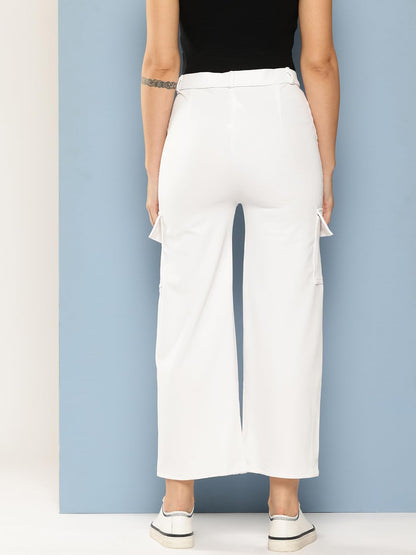 Aarika Womens Casual Wear White Colour Solid Nylon Pant (28-34)