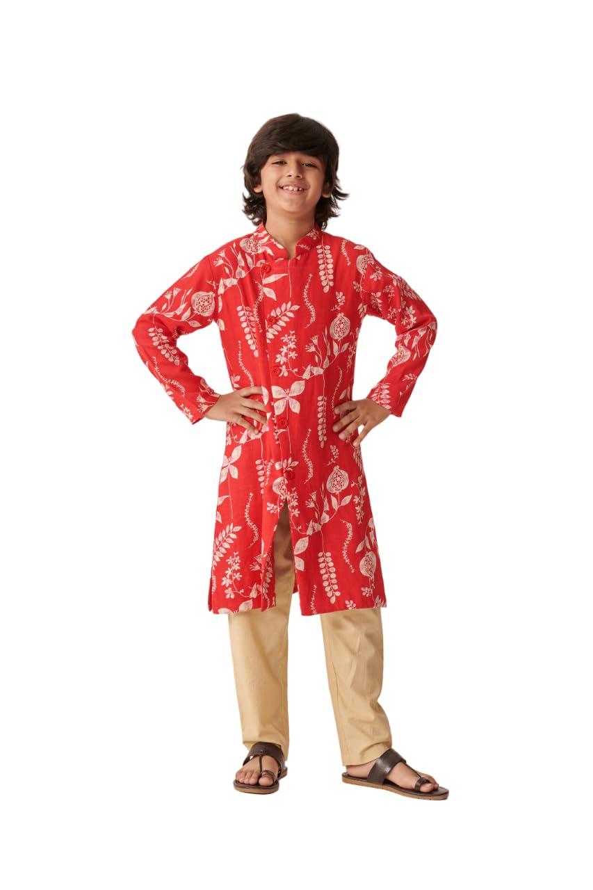 Pspeaches Boys Floral Printed Regular Kurta With Pyjamas (5-6Years)