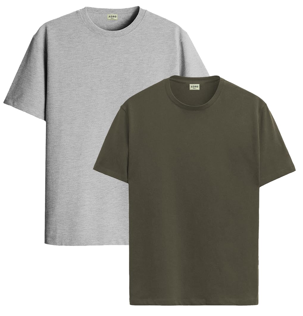 ADRO T Shirts Pack of 2 Mens Tshirts Cotton T Shirts for Men Tshirt T-Shirts Combo T Shirts Tshirts for Men Plain Solid Tshirts