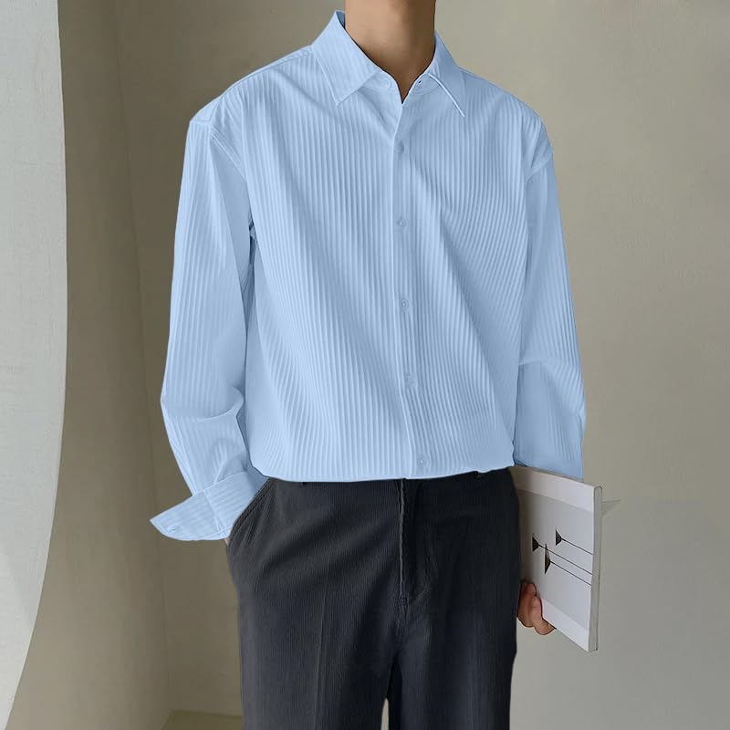 Greciilooks MenS Regular Fit Casual Shirt (Gl-Ms-6155_Blue