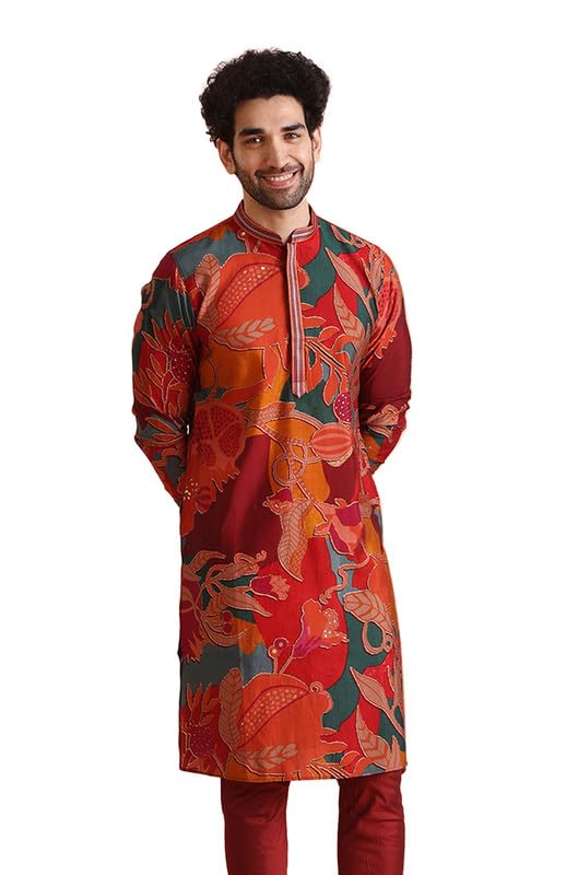 Kisah Mens Printed Cotton Blend Kurta  Traditional Ethnic Wear Kurta For Men For Weddings & Festivals Multicolour