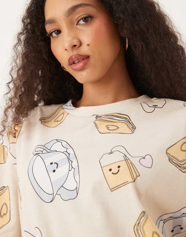 SMOWKLY Womens Premium Cotton Blend Stylish Digital Printed Pajama Co-Ords || Matching lower tshirt Sleepwear Nightwear Cute Pj