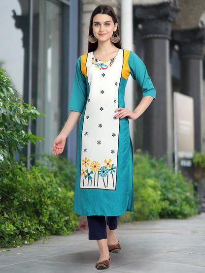 Tee Projekt Printed Crepe Kurti For Women Ll Vibrant Colour Kurti (Pack Of 6)