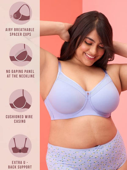 NYKD Everyday Full Coverage & Support Bra with Power Mesh Detailing, Breathable, Double Layered, Lightly Padded, Seamless | Ligh
