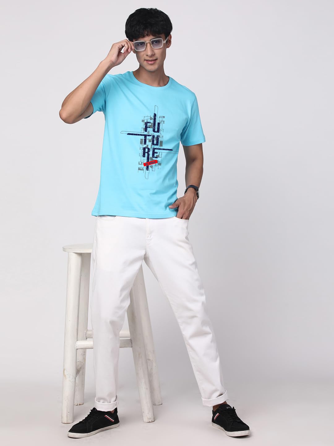 ADRO Men's Graphic Printed 100% Cotton T-Shirt - Regular Fit, Printed T-Shirts for Men (RN24-FTR-MI_Mint)