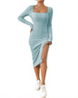 Noble Monk Women'S Midi Rib Dress With Side Slit