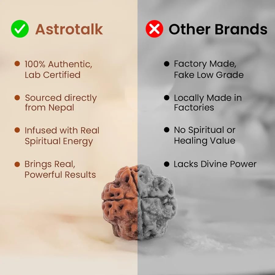 Astrotalk Nepal Origin 4 Mukhi Rudraksha | Boost Creativity & Intellectual Growth | Clarity, Confidence & Self-Expression | Sacred Rudraksha Bead for Women & Men