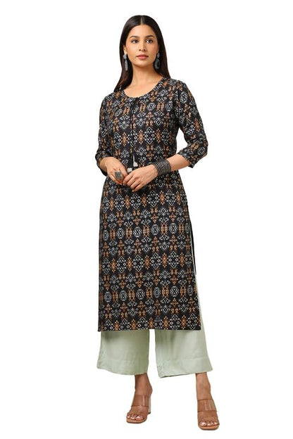 Soch Womens Black Rayon Ethnic Motifs Kurta