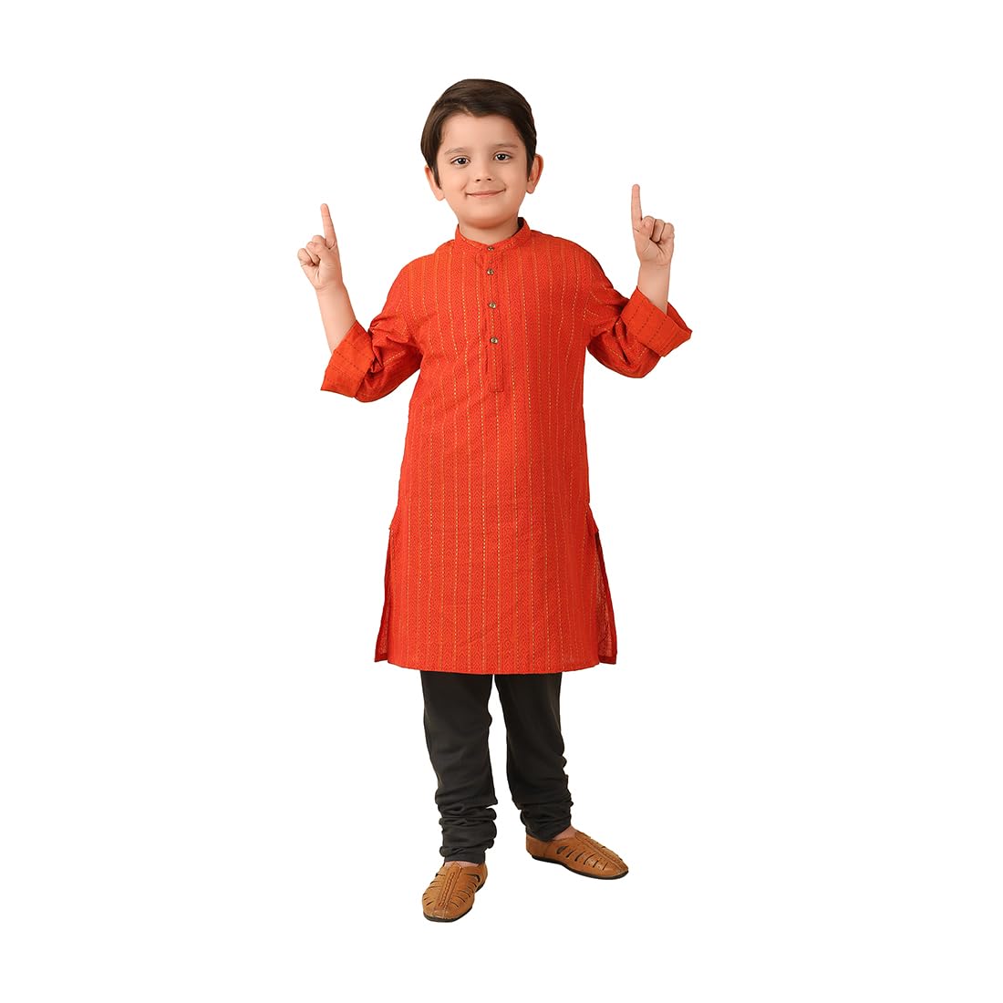 Fabindia BoyS Cotton Printed Regular Fit Kurta (1038807Rust_Orange