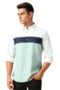 Dennis Lingo Men Colorblock 100% Cotton Regular Fit Full Sleeves Shirts White