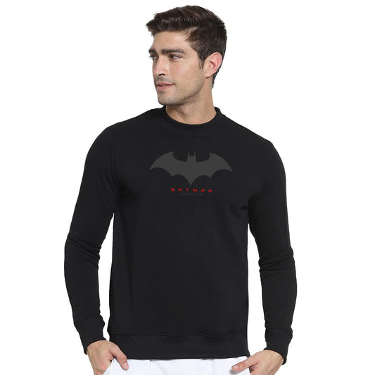 Bewakoof Mens Black Batman Outline Logo Printed Sweatshirt