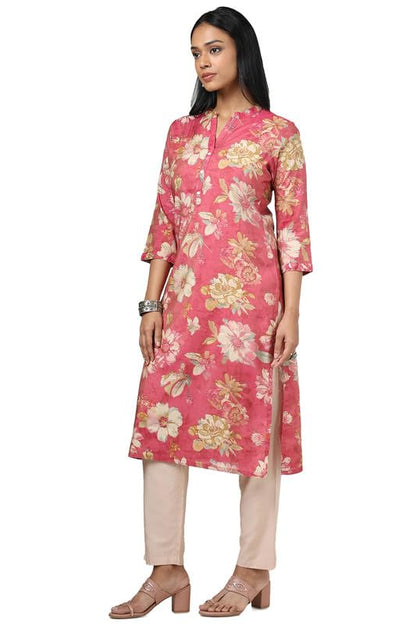Soch Womens Pink Tissue Floral Print Kurta