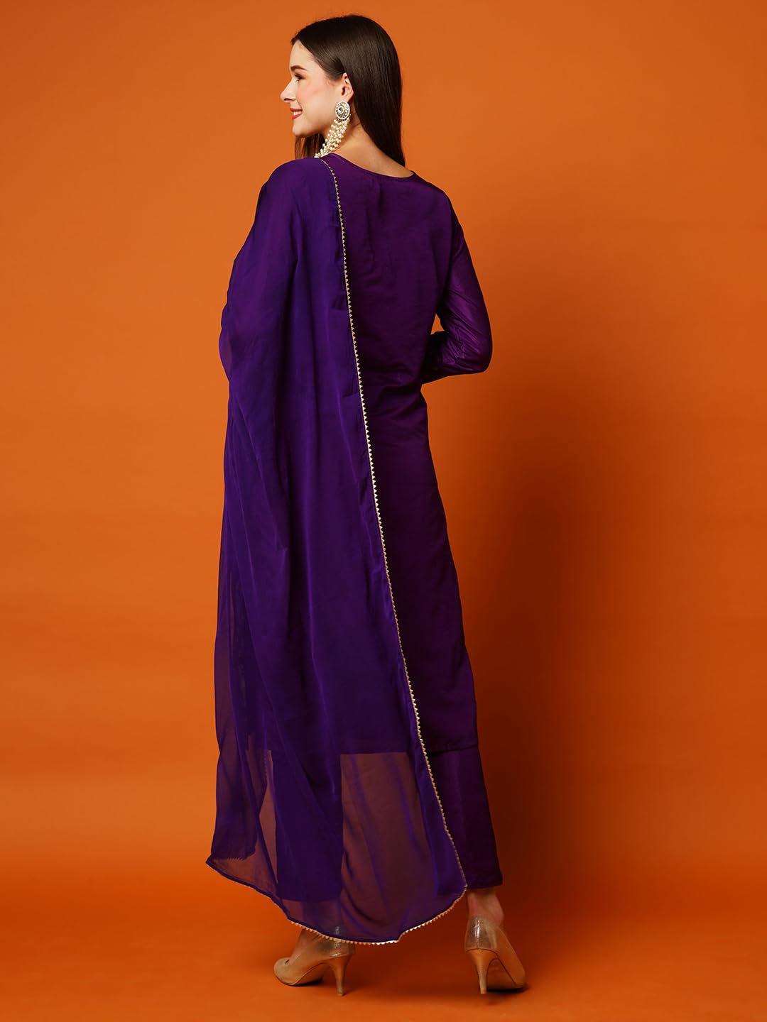 ANNI DESIGNER Women's Cotton Blend Straight Embellished Kurta with Pant & Dupatta