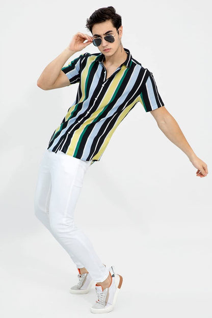Men Premium Stylish Branded Printed Floral Print Stretchable Fabric Cut Away Collar Casual Shirt (In, Alpha, Xl, Regular, Yellow