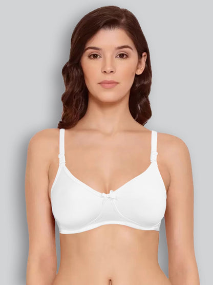 Lyra WomenS Cotton Non Padded Wire Free Seamless Spacer Bra White