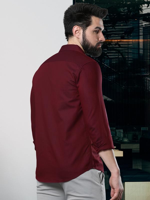 Pinkmint Shirt for Men ll Cotton Long Sleeve Shirt ll Spraed Collar Summer Shirt (Pack of 2)