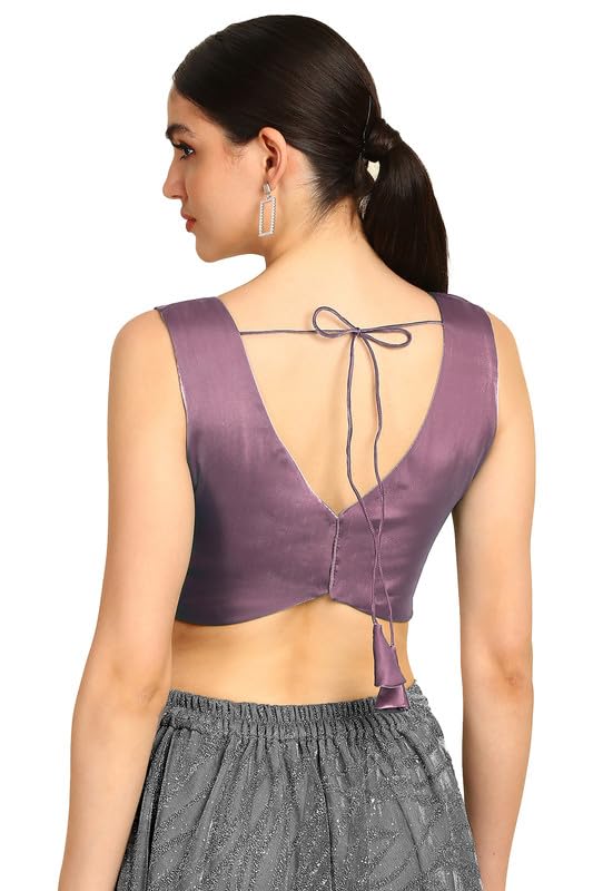 Soch Womens Purple V-Neck Princess Line Tissue Padded Blouse