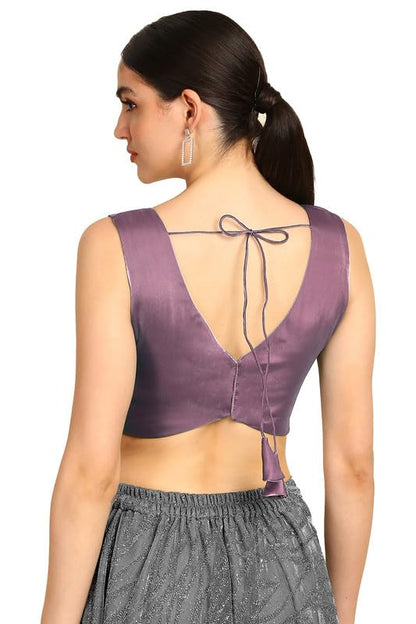 Soch Womens Purple V-Neck Princess Line Tissue Padded Blouse