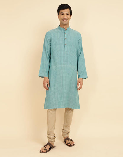 Fabindia MenS Cotton Woven Relaxed Kurta (1037119Teal_Teal